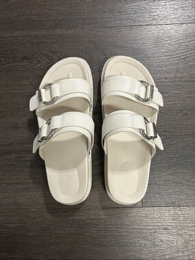 Indigo Rd Off White Double Buckle Slide Sandals